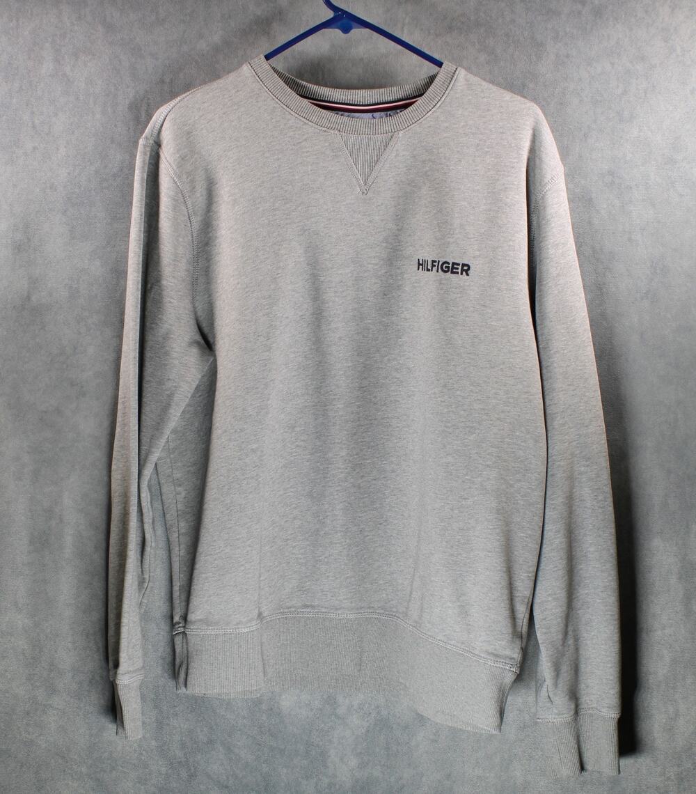 Tommy Hilfiger Crewneck Sweatshirt Gray Men’s Size L Embroidered Logo Casual